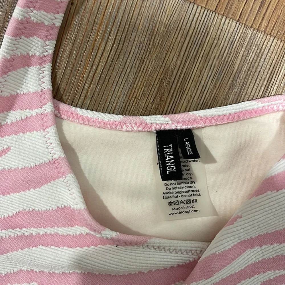 triangl swimwear Pink and White Zebra One-Shoulder Bikini Set